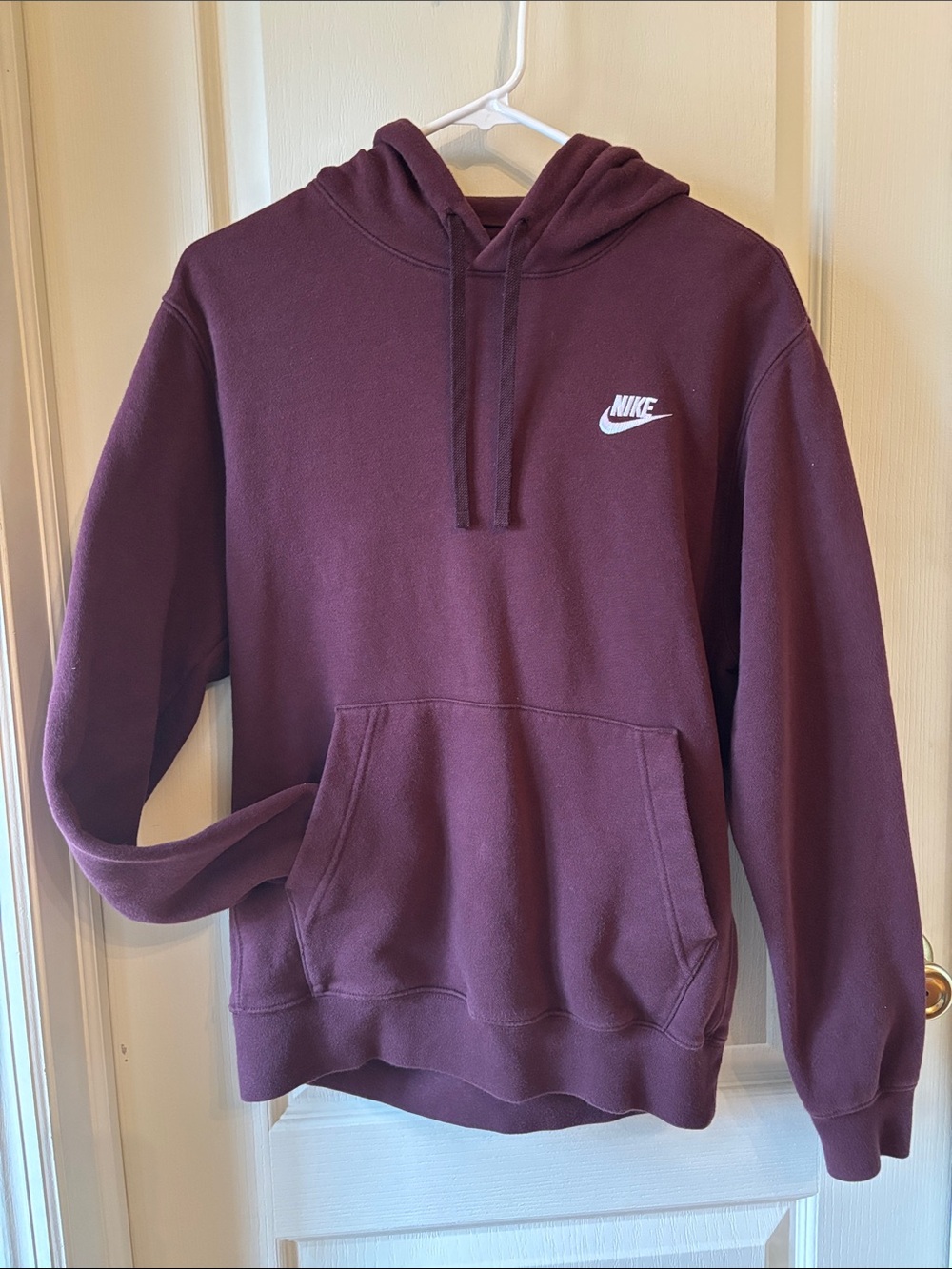 Nike Burgundy Hooded Pullover Sweatshirt with White Logo